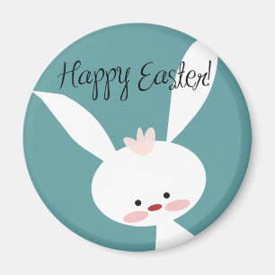 Niedlicher Cartoon Happy Osterweißer Hasen-Magnet Magnet