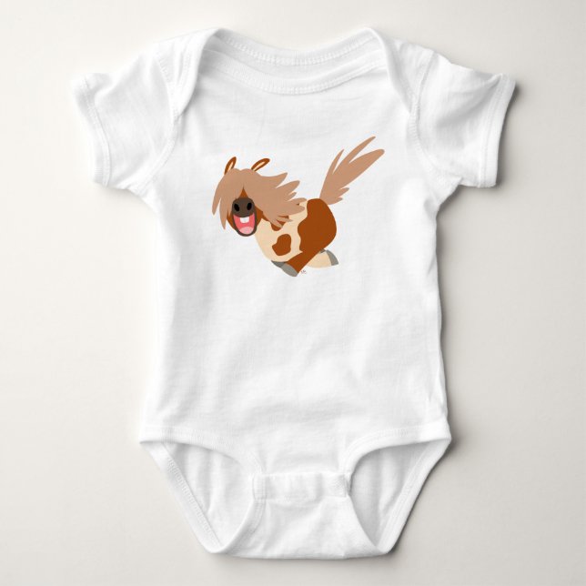 Niedlicher Cartoon Happy Pinto Pony Baby Strampler (Vorderseite)