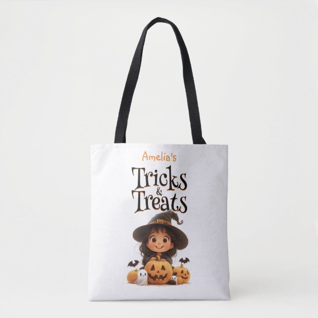 Niedlicher Cartoon Hexenmeister Pumpkins Trick & L Tasche (Vorderseite)