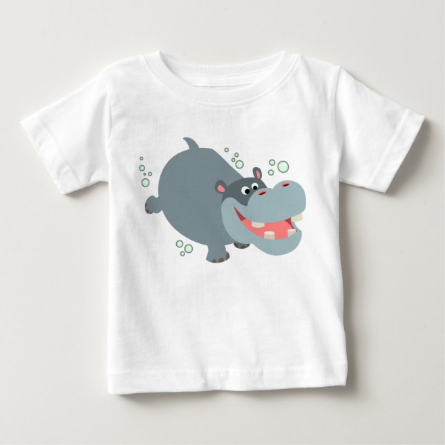 Niedlicher Cartoon Hippo Baby T - Shirt (Vorderseite)