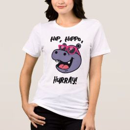Niedlicher Cartoon Hippo mit Sonnenbrille Tri-Blend Shirt