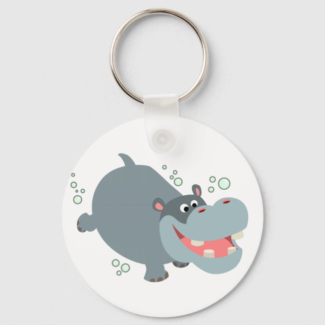 Niedlicher Cartoon Hippo Schlüsselanhänger (Vorderseite)