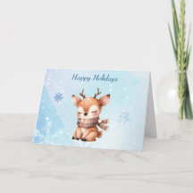 Niedlicher Cartoon Hirsch im Schnee