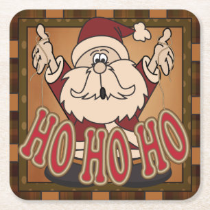 Niedlicher Cartoon Ho Ho Ho Santa   Christmas Rechteckiger Pappuntersetzer