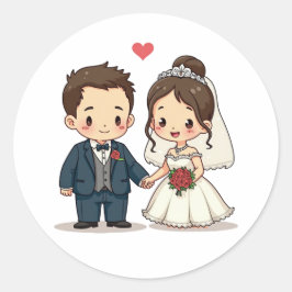 Niedlicher Cartoon Hochzeitskuppel Runder Aufkleber