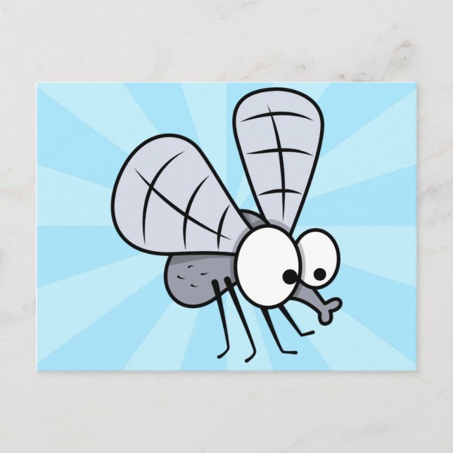 Niedlicher Cartoon House Fly Postkarte (Vorderseite)
