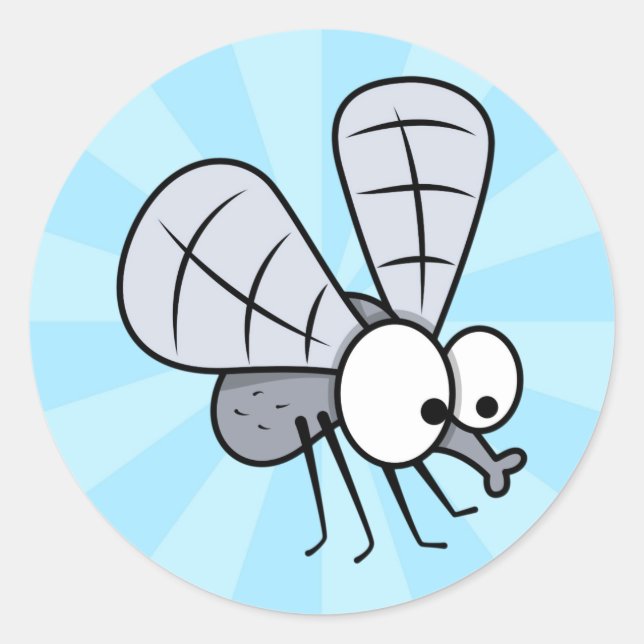 Niedlicher Cartoon House Fly Runder Aufkleber (Vorderseite)