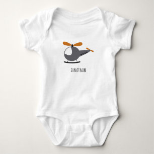 Niedlicher Cartoon Hubschrauber & Kinderjunge Name Baby Strampler