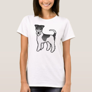 Niedlicher Cartoon-Hund aus schwarzem und weißem D T-Shirt
