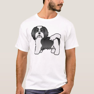 Niedlicher Cartoon-Hund in Schwarz-Weiß T-Shirt