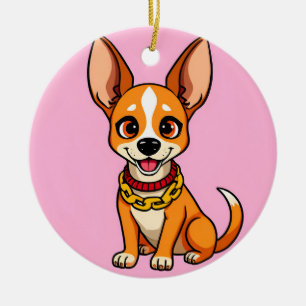 Niedlicher Cartoon-Hund lächelt fröhlich Keramik Ornament