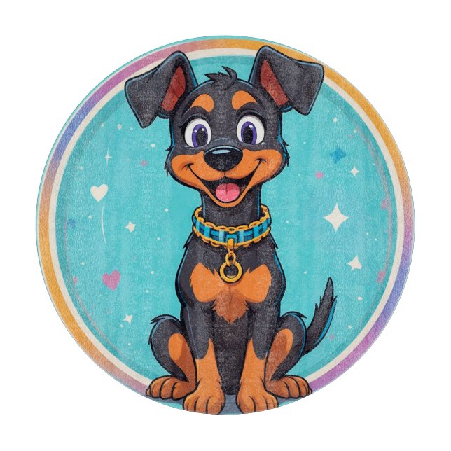 Niedlicher Cartoon Hund mit Collar Schneidebrett (Vorderseite)