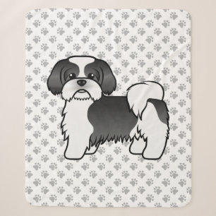 Niedlicher Cartoon-Hund mit schwarzem und weißem S Sherpadecke