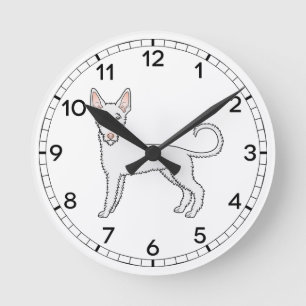 Niedlicher Cartoon-Hund mit weißer Drahthaare Runde Wanduhr