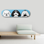 Niedlicher Cartoon Hund Spielerisches Design Skateboard<br><div class="desc">Lassen Sie Ihre Liebe für Hunde und Skate mit diesem zauberhaften rosa Skateboarddeck, das ein spielerisches Trio von Jungtieren im Cartoon-Stil bietet, ausklingen! Das unterhaltsame und minimalistische Design macht es zu einem idealen Ort für Hundefreunde, Haustierzüchter und Skater, die ein einzigartiges und auffälliges Board gewollt haben. Die kühnen Schwarz-Weiß-Illustrationen Pop...</div>