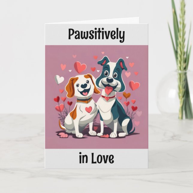 Niedlicher Cartoon Hunde Valentinstag Karte (Vorderseite)
