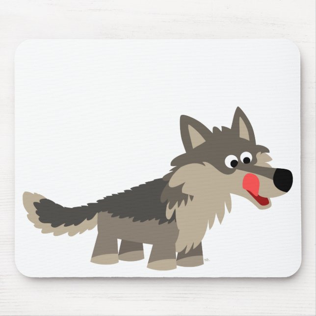 Niedlicher Cartoon Hungerfestungen Wolf Mousepad (Vorne)