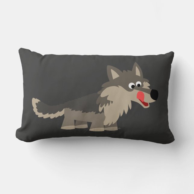 Niedlicher Cartoon Hungerfestungen Wolf Pillow Lendenkissen (Vorderseite)