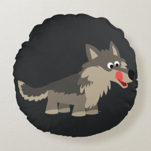 Niedlicher Cartoon Hungerfestungen Wolf Rundkissen Rundes Kissen