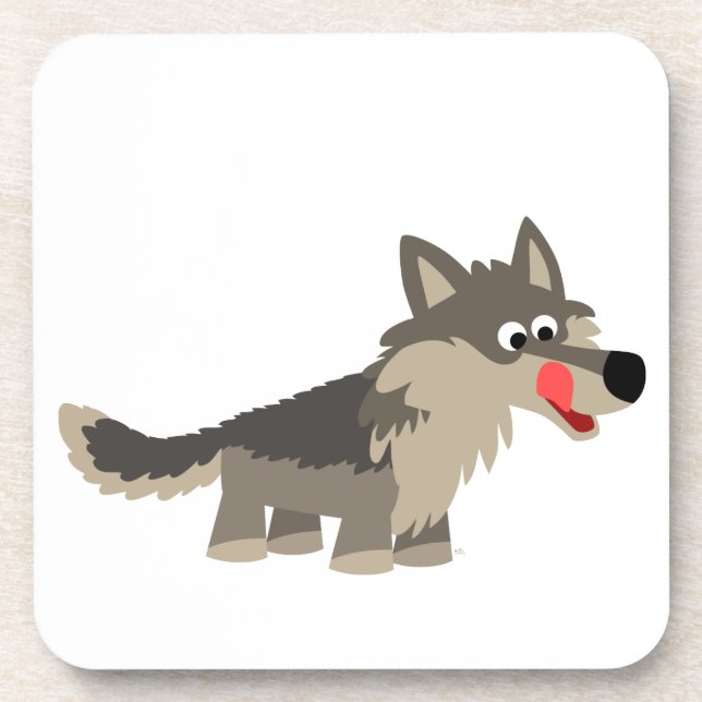 Niedlicher Cartoon Hungerfestungen Wolf Untersetze Untersetzer (Vorderseite)