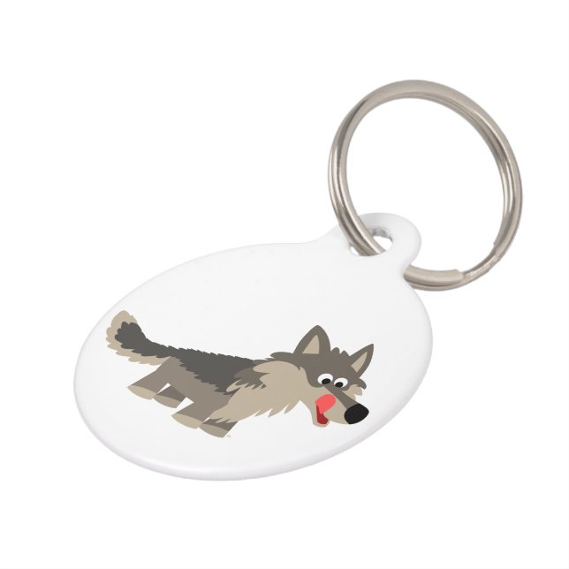 Niedlicher Cartoon-hungrige Wolf-Hundeplakette Tiernamensmarke (Seite)