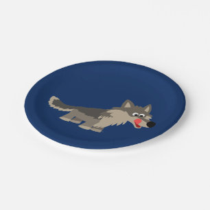 Niedlicher Cartoon-hungriger Wolf-Papier-Teller Pappteller