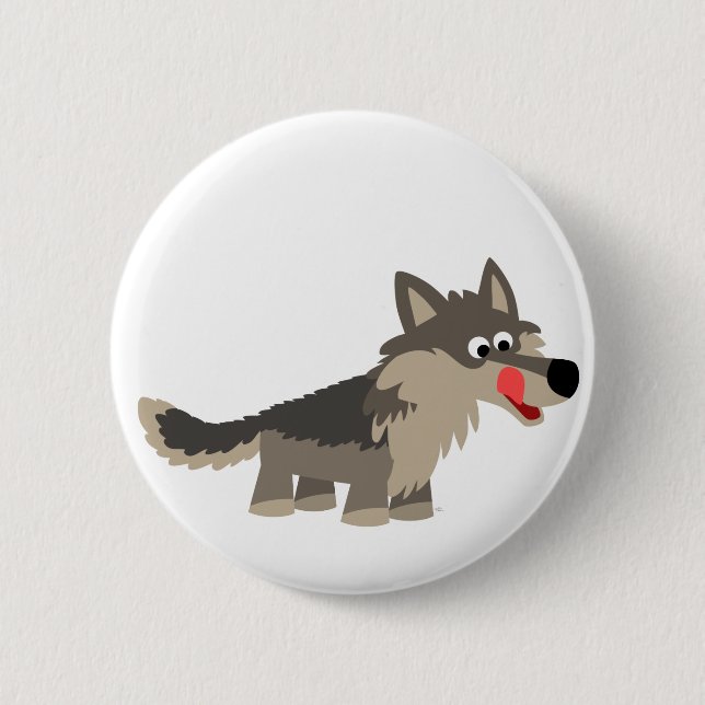 Niedlicher Cartoon-hungriges Wolf-Knopf-Abzeichen Button (Vorderseite)