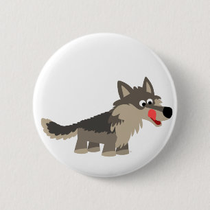 Niedlicher Cartoon-hungriges Wolf-Knopf-Abzeichen Button