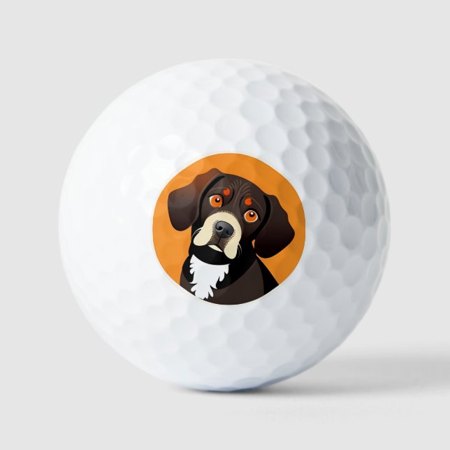 Niedlicher Cartoon Illustration eines Welpen Golfball (Vorderseite)