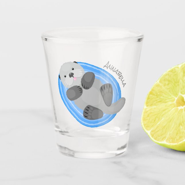 Niedlicher Cartoon-Illustrator Schnapsglas (Vorderseite)