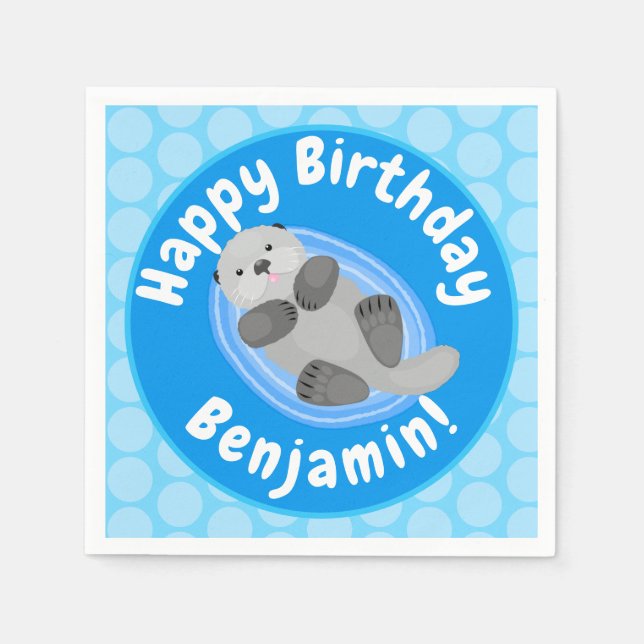 Niedlicher Cartoon-Illustrator Serviette (Vorderseite)