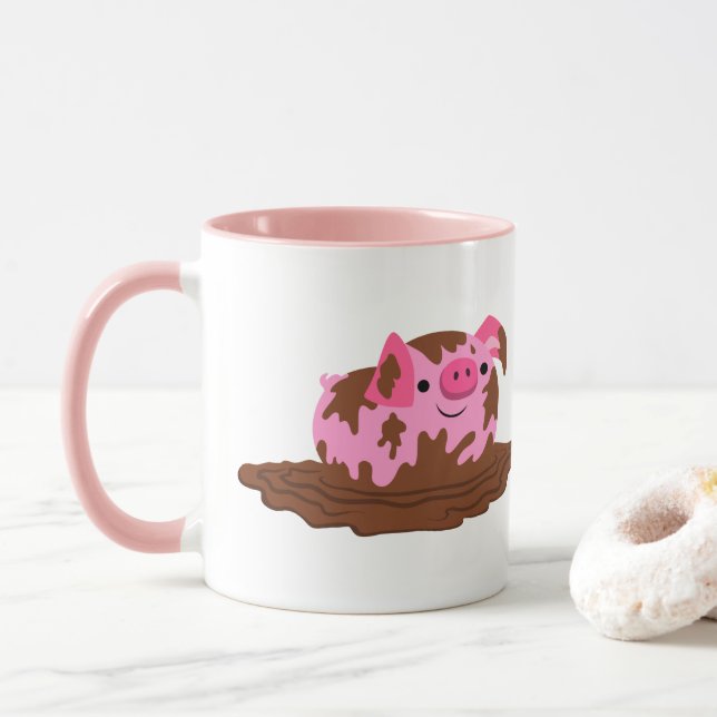 Niedlicher Cartoon im Schlamm Tasse (Mit Donut)