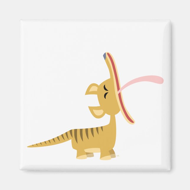 Niedlicher Cartoon im Yawning Thylacine Magnet (Vorne)
