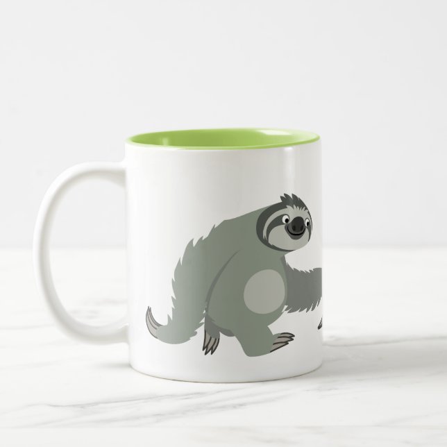 Niedlicher Cartoon in Eile Zweifarbige Tasse (Links)