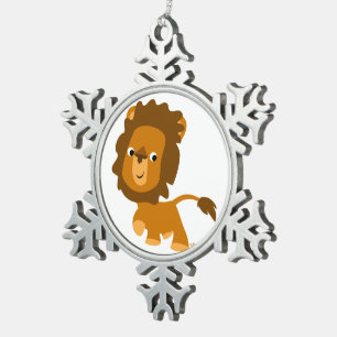 Niedlicher Cartoon-Inhalt Löwe Zinn-Ornament Schneeflocken Zinn-Ornament