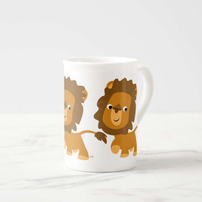 Niedlicher Cartoon Inhalt Löwenknochen China Tasse (Vorderseite Rechts)