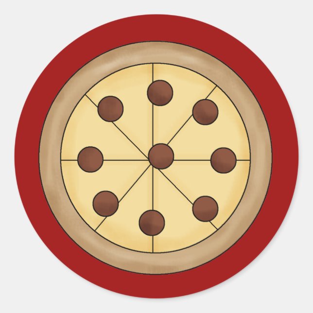 Niedlicher Cartoon Italienische Pizza Pie Köstlich Runder Aufkleber (Vorderseite)