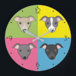 Niedlicher Cartoon Italienische Windhunde bunte Po Große Wanduhr<br><div class="desc">Cartoon Pop Art - niedliche italienische Windhunde Gesichter in 4 Farben :) 🔹 Sie können sie anpassen - Zahlen bearbeiten Schriftart und Farbe, drehen/verkleinern Bild, Text hinzufügen und mehr! 🔹 🔹 mir 🔹 ein Foto Ihres Kaufs schicken oder einfach nur teilen und mich @edrawings38art (auf FB/IG/Twitter) markieren! Vielen Dank! 💜...</div>