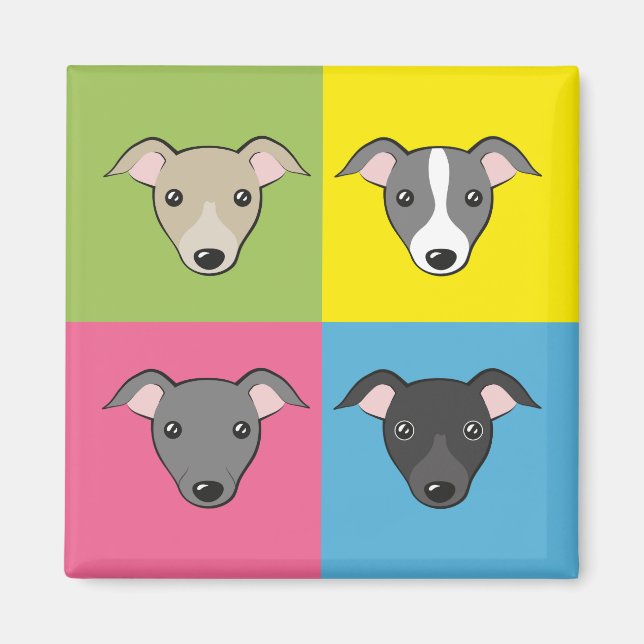 Niedlicher Cartoon Italienische Windhunde bunte Po Magnet (Vorne)