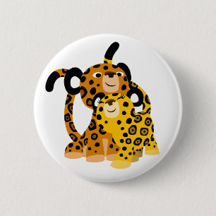 Niedlicher Cartoon Jaguars in Liebe Button Abzeich