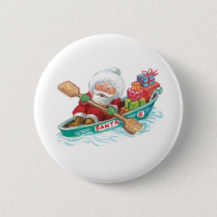 Niedlicher Cartoon Jolly Santa Claus in einem Rude Button