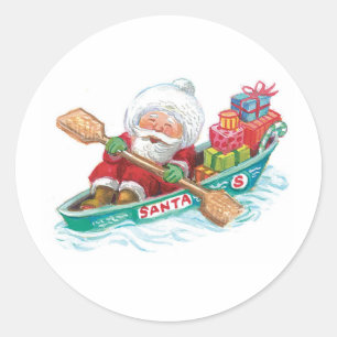 Niedlicher Cartoon Jolly Santa Claus in einem Rude Runder Aufkleber