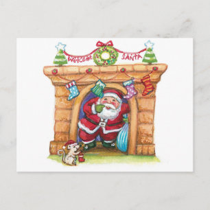 Niedlicher Cartoon Jolly Santa Claus kommt den Sch Feiertagspostkarte
