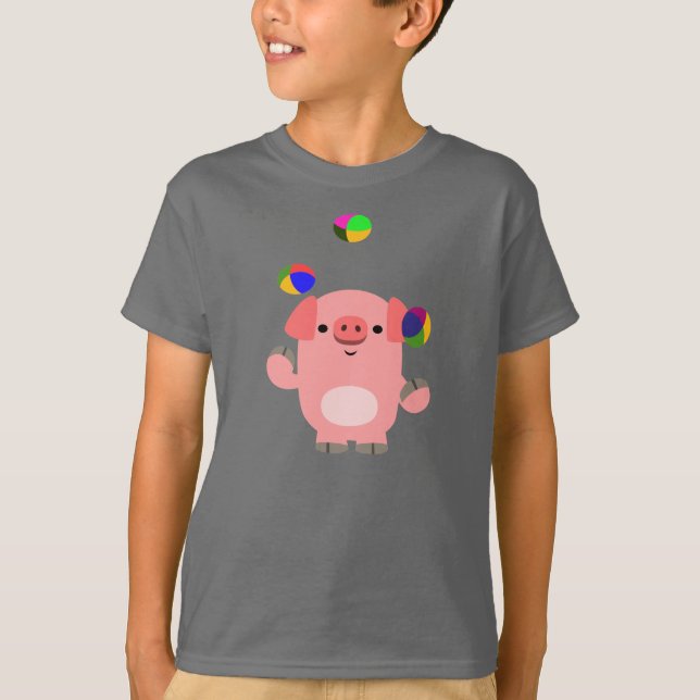 Niedlicher Cartoon Juggling Pig Children T - Shirt (Vorderseite)