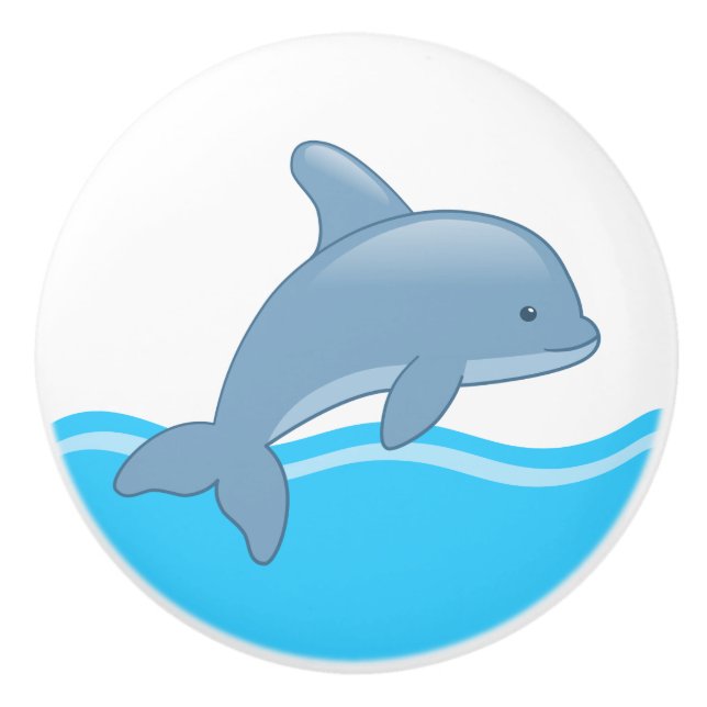 Niedlicher Cartoon Jumping Dolphin Keramikknauf (Vorderseite)
