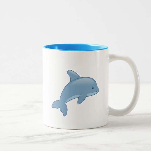Niedlicher Cartoon Jumping Dolphin Zweifarbige Tasse (Rechts)