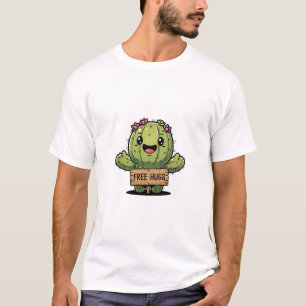 Niedlicher Cartoon-Kaktus-Charakter bietet kostenl T-Shirt