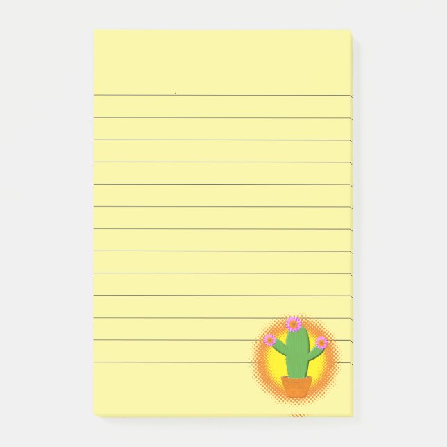 Niedlicher Cartoon Kaktus mit rosa Blume Post-it Klebezettel (Vorderseite)