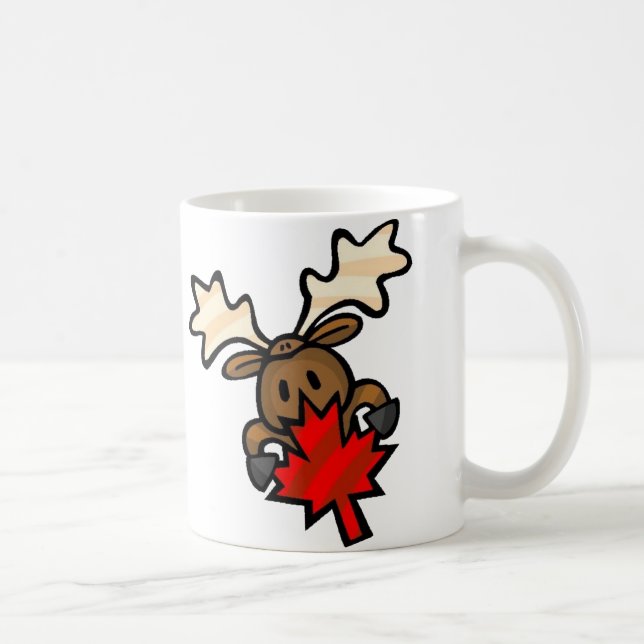 Niedlicher Cartoon Kanadischer Elch Kaffeetasse (Rechts)