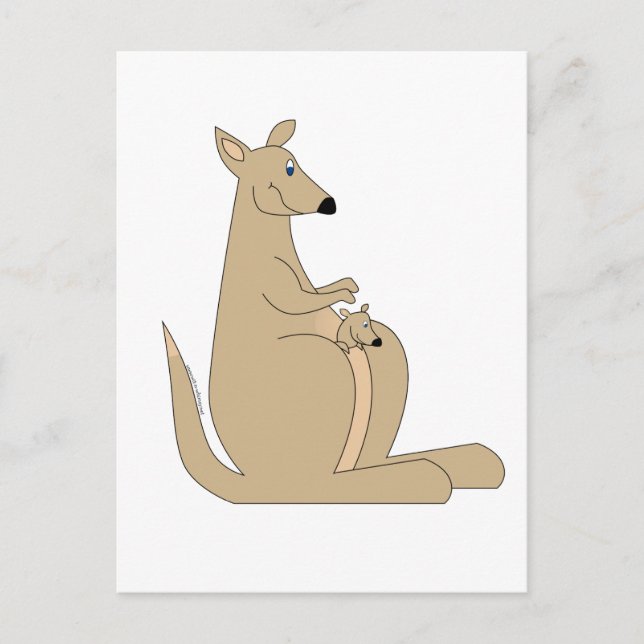 Niedlicher Cartoon Kangaroo mit Babygeschenken und Postkarte (Vorderseite)